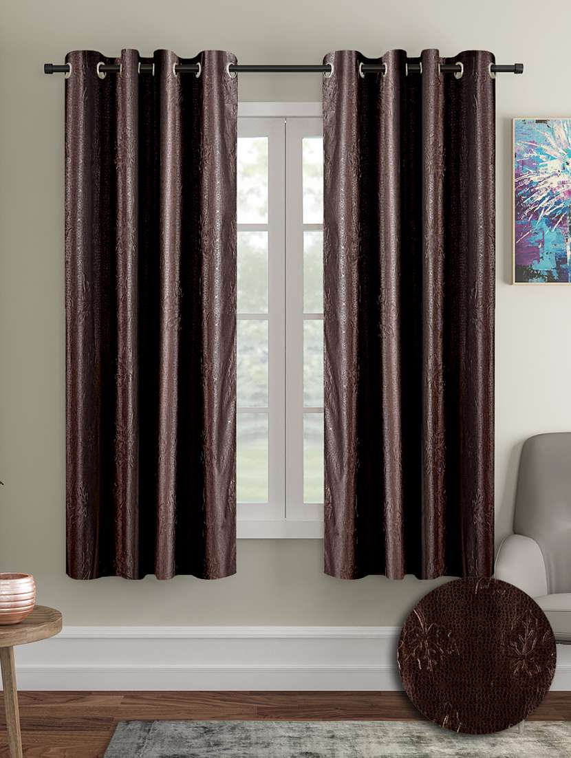 brown printed sheer curtain - 21650588 -  Standard Image - 1
