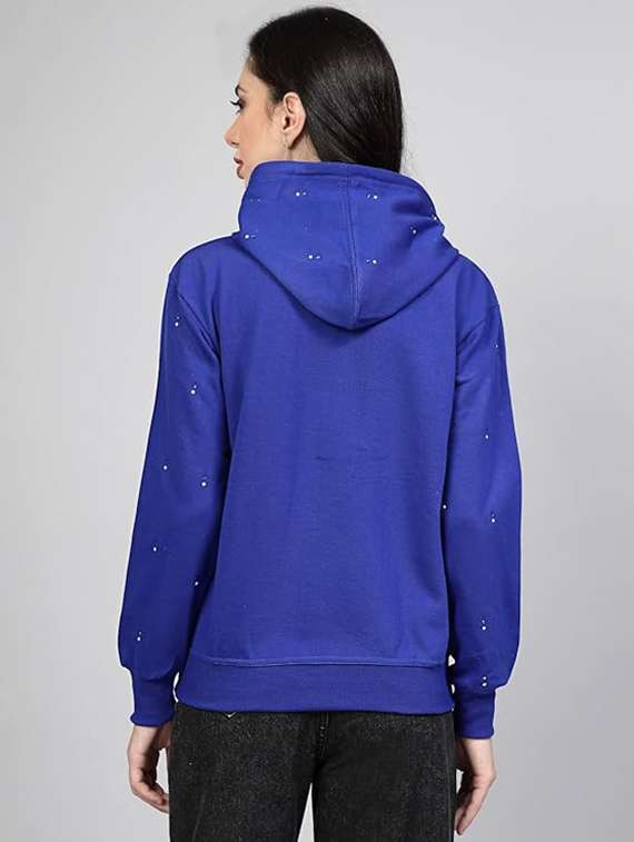 women long sleeve hooded sweatshirt crystal work - 21650594 - Standard Image - 1