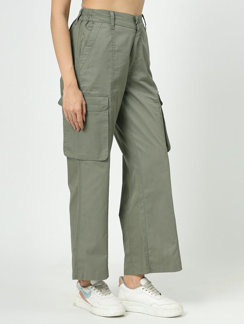 women olive solid cargo - 21650725 -  Standard Image - 1