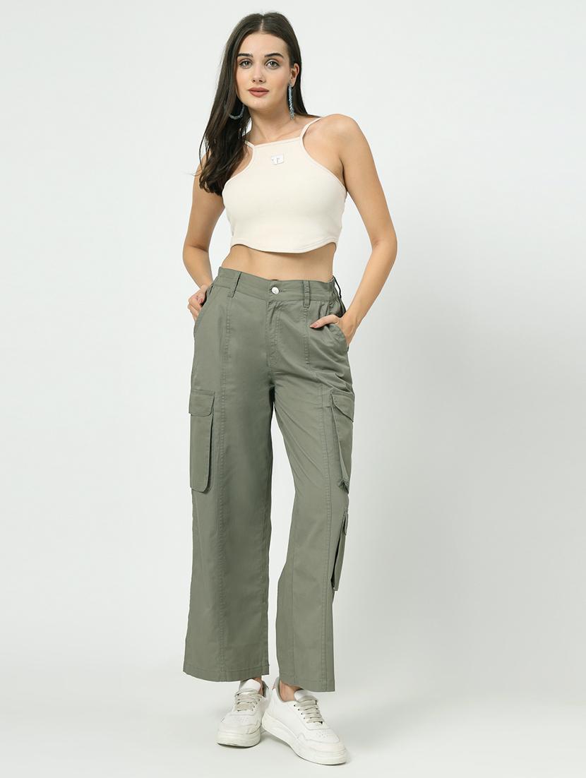 women olive solid cargo - 21650725 - Standard Image - 4
