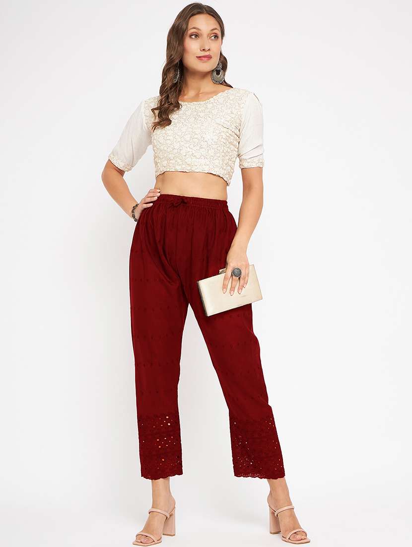 women mid rise solid tapered pant - 21650728 -  Standard Image - 4