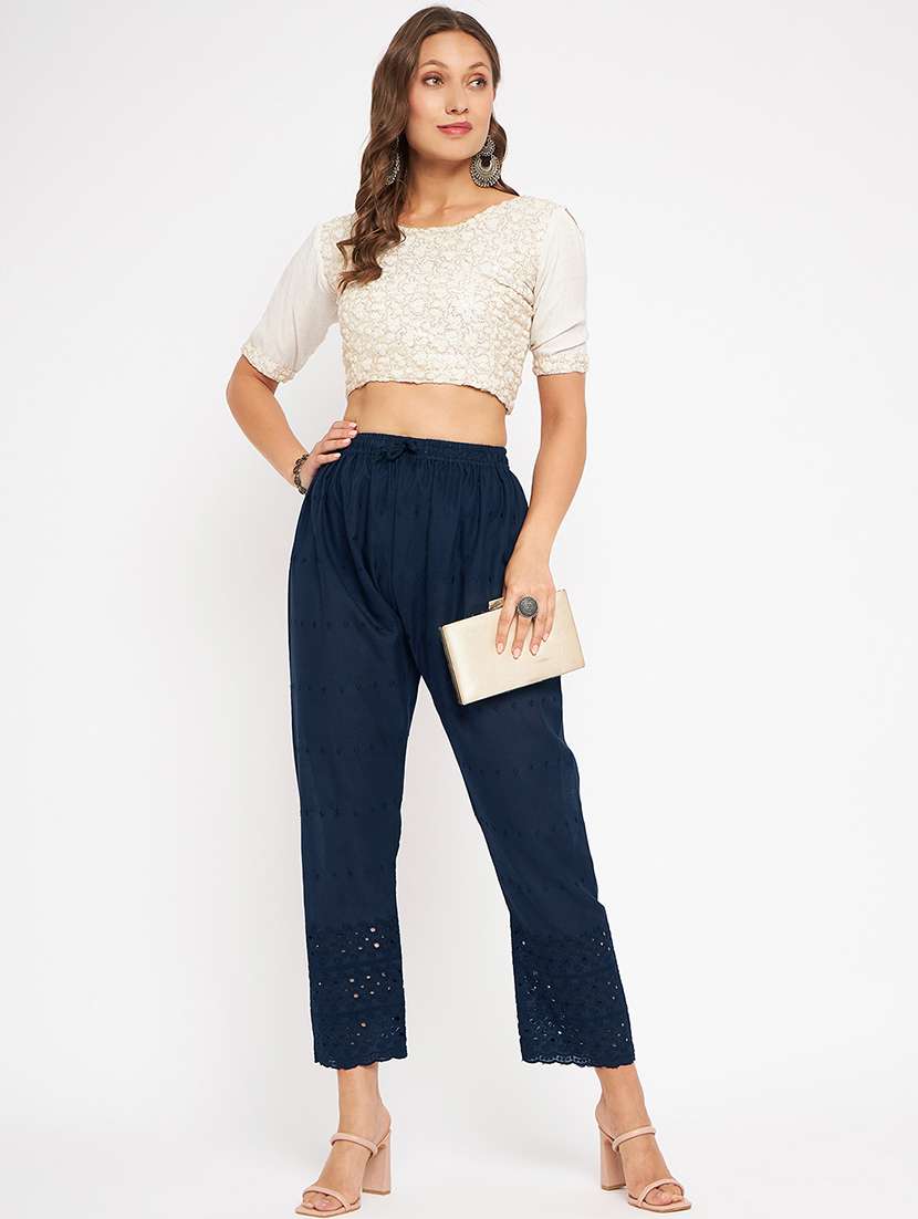 women mid rise solid tapered pant - 21650730 -  Standard Image - 4