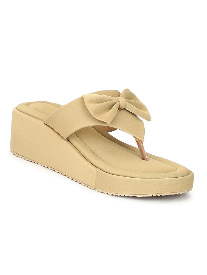 women beige solid wedge - 21650746 -  Zoom Image - 0