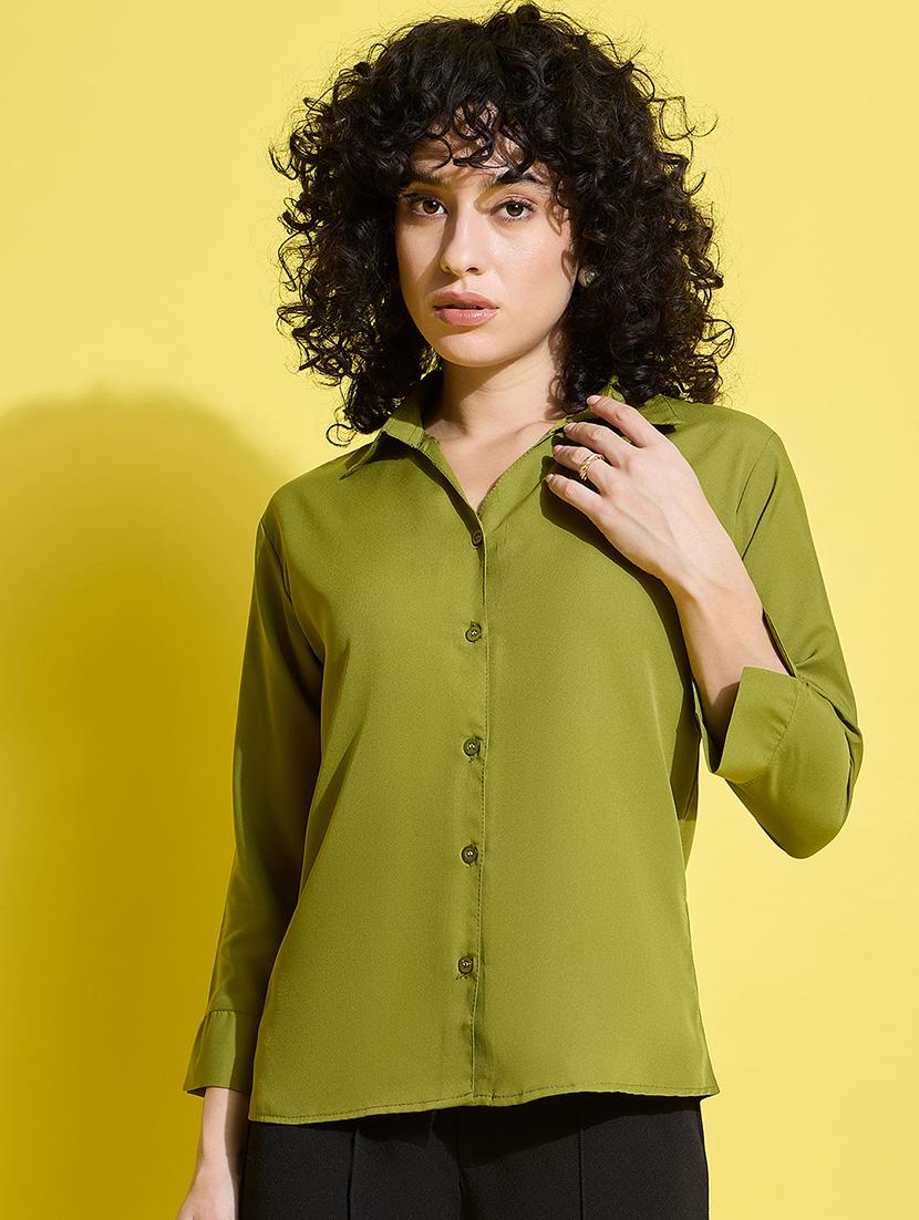 women solid collared long sleeves shirt - 21650752 - Zoom Image - 0