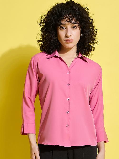 women solid collared long sleeves shirt - 21650753 - Standard Image - 0