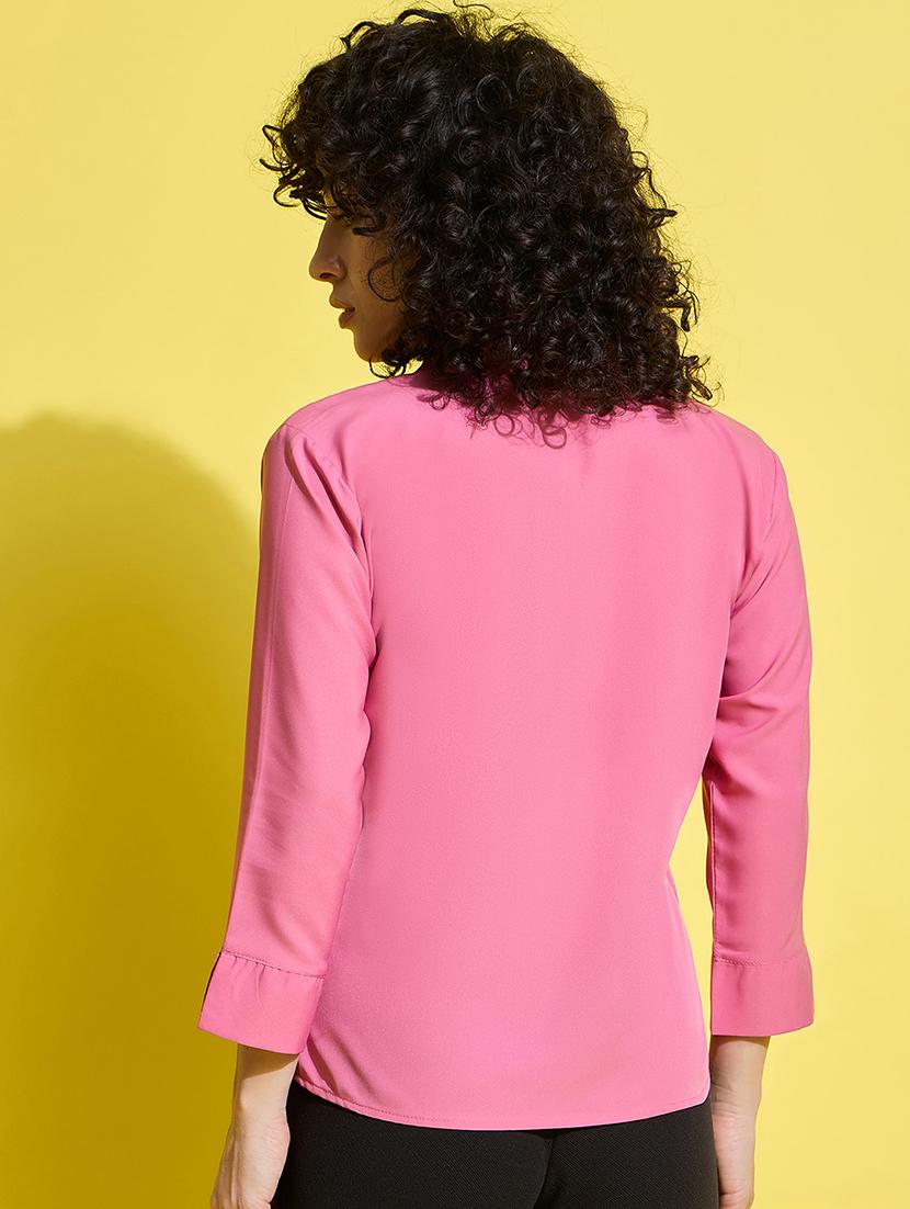 women solid collared long sleeves shirt - 21650753 - Standard Image - 4