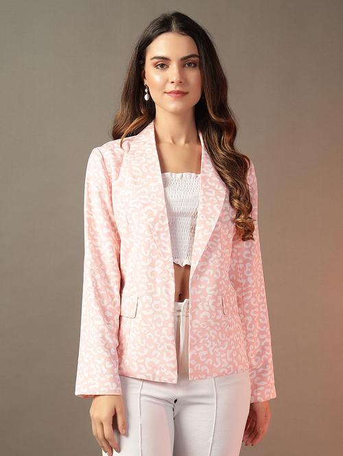 women pink printed long sleeve blazer - 21650902 - Standard Image - 0
