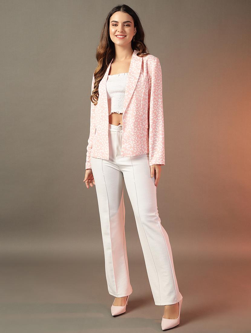 women pink printed long sleeve blazer - 21650902 - Standard Image - 4