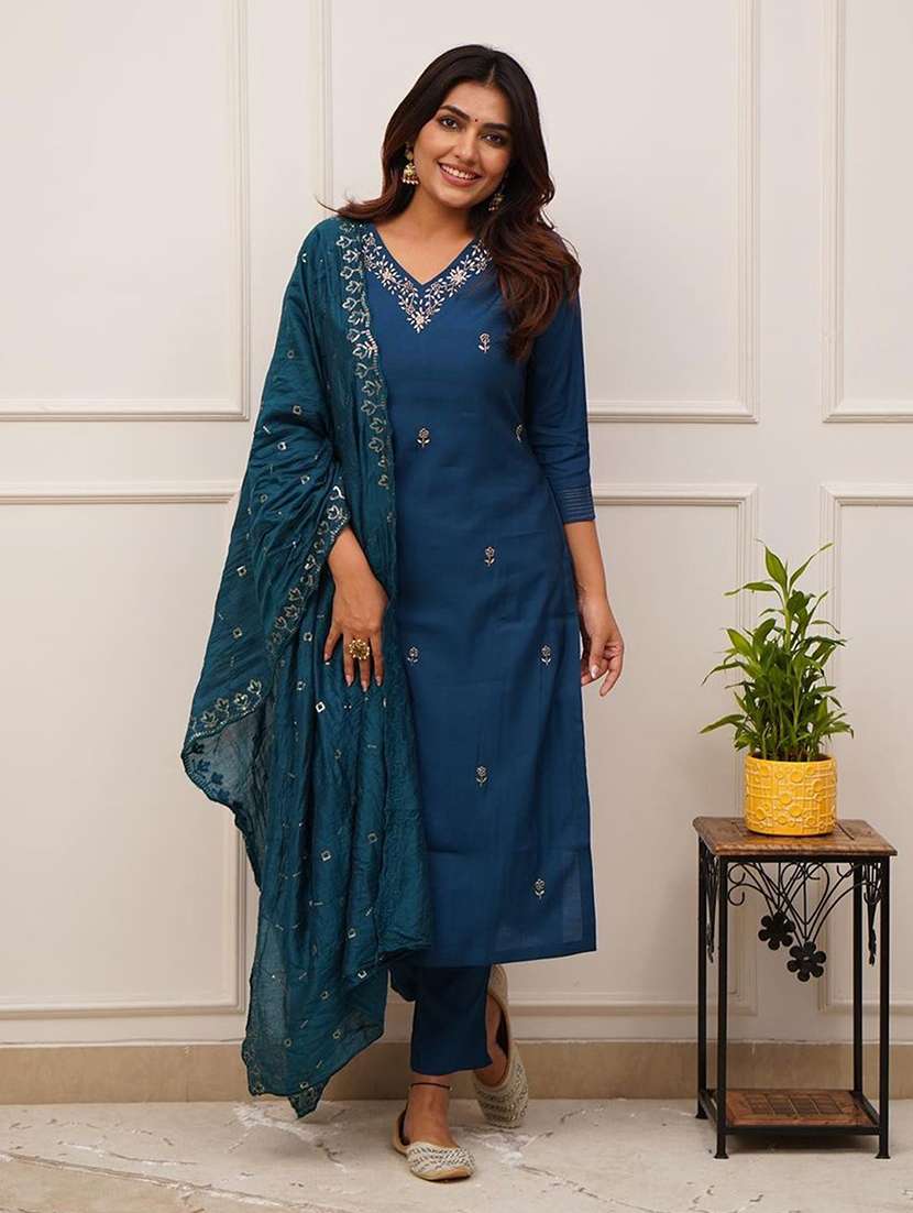 women embroidered kurta pant set with duaptta - 21650952 -  Standard Image - 1