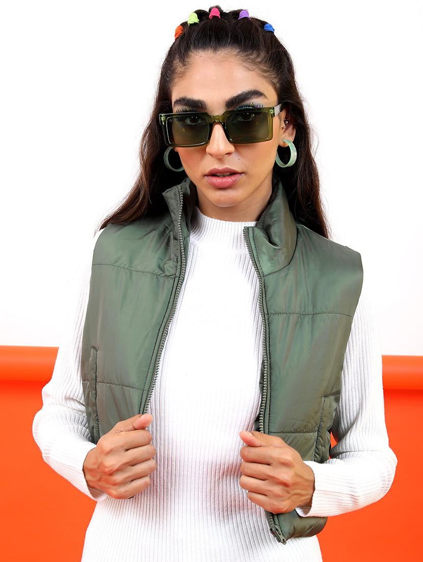 women solid sleeveless quilted jacket - 21650968 - Zoom Image - 0