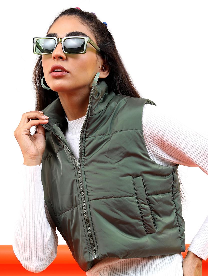 women solid sleeveless quilted jacket - 21650968 - Standard Image - 1