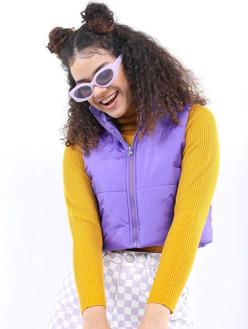 women solid sleeveless quilted jacket - 21650969 - Zoom Image - 0