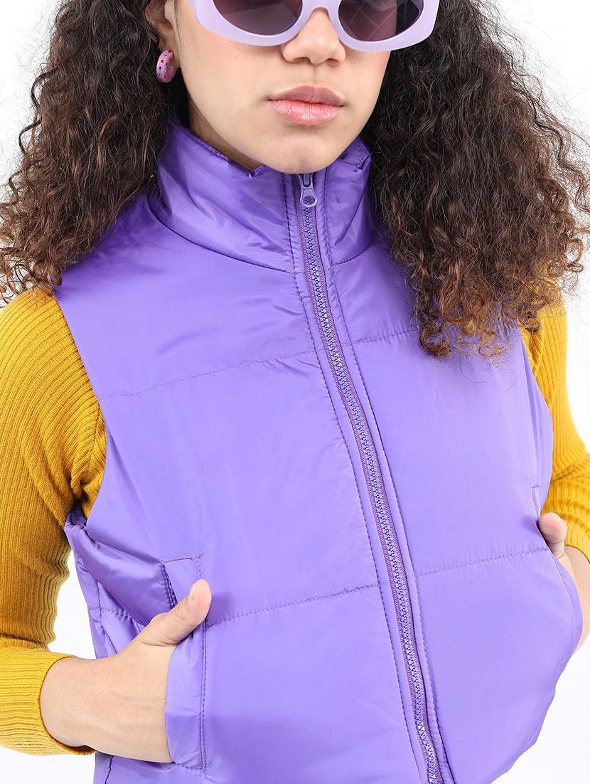 women solid sleeveless quilted jacket - 21650969 - Standard Image - 4
