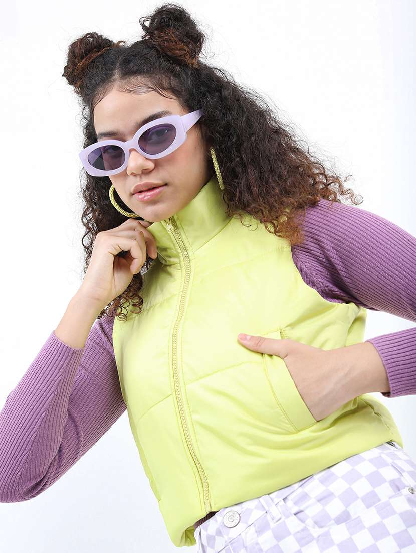 women solid sleeveless quilted jacket - 21650970 -  Standard Image - 1