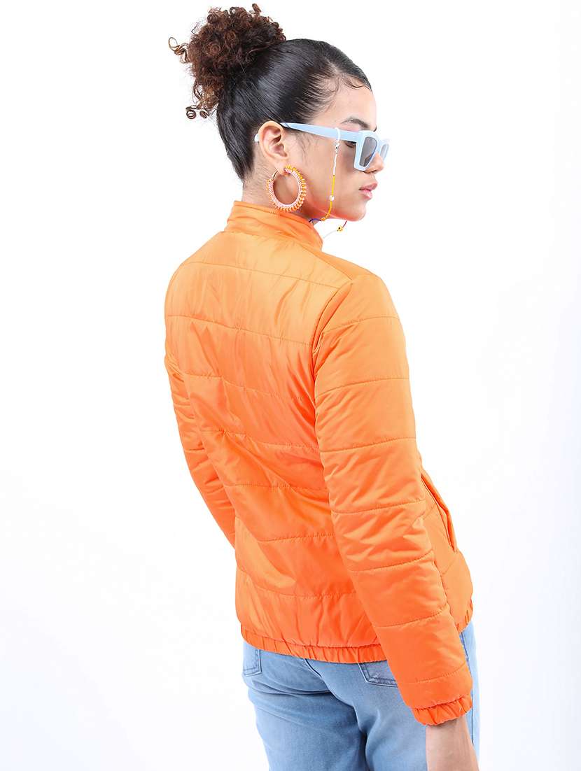 women solid long sleeves quilted jacket - 21650976 -  Standard Image - 1