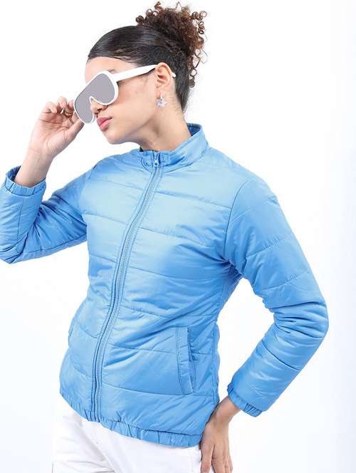 women solid long sleeves quilted jacket - 21650978 -  Standard Image - 0