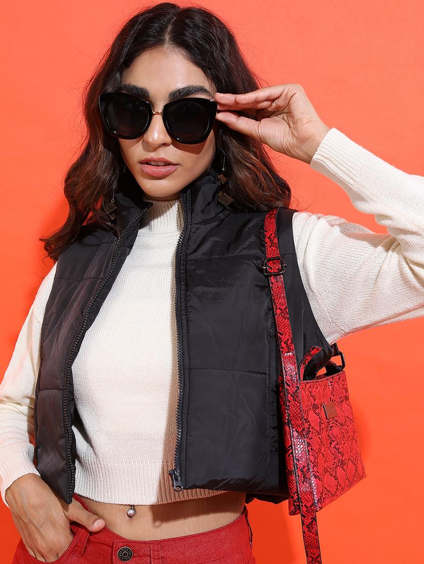 women solid sleeveless quilted jacket - 21650983 - Zoom Image - 0