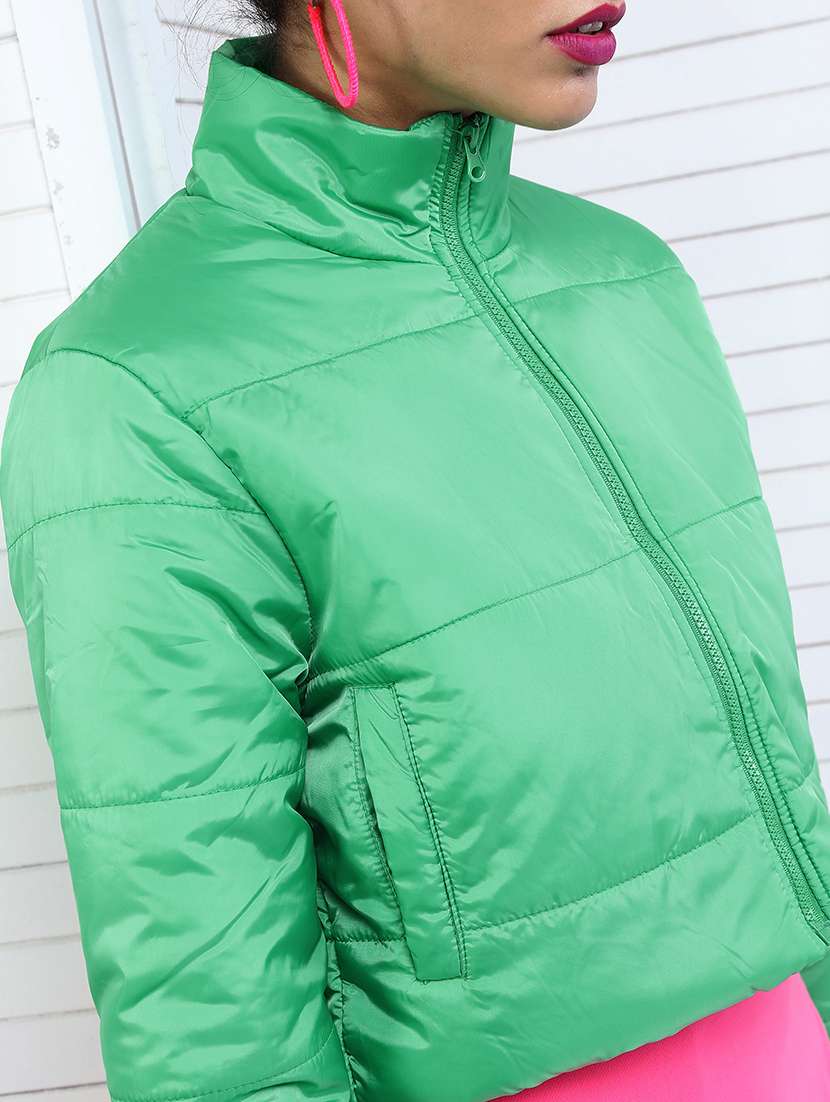 women solid long sleeves quilted jacket - 21650984 - Standard Image - 4