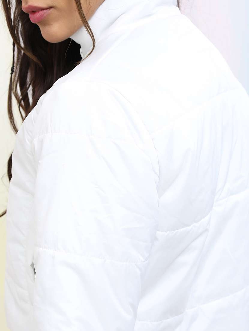 women solid long sleeves quilted jacket - 21650986 -  Standard Image - 4