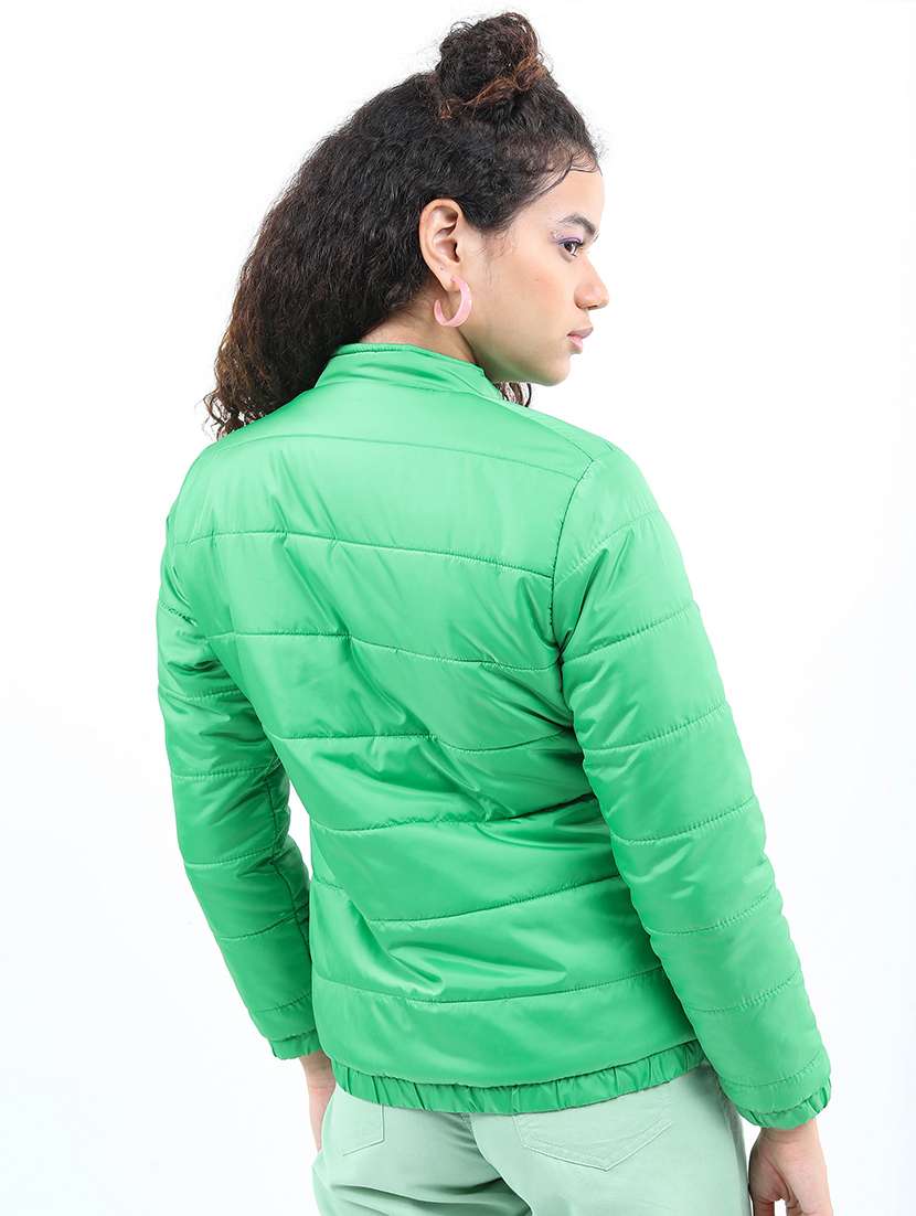 women solid long sleeves quilted jacket - 21650991 -  Standard Image - 1