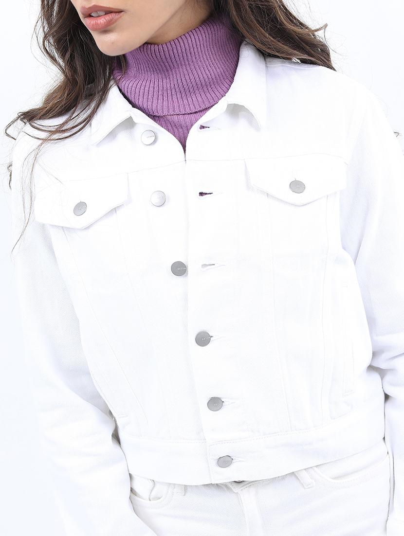women long sleeves solid denim jacket - 21651000 - Standard Image - 4