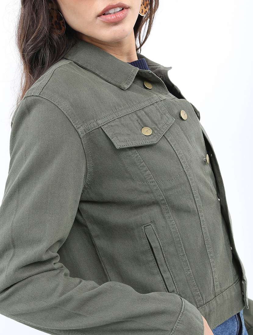 women long sleeves solid denim jacket - 21651001 -  Standard Image - 4