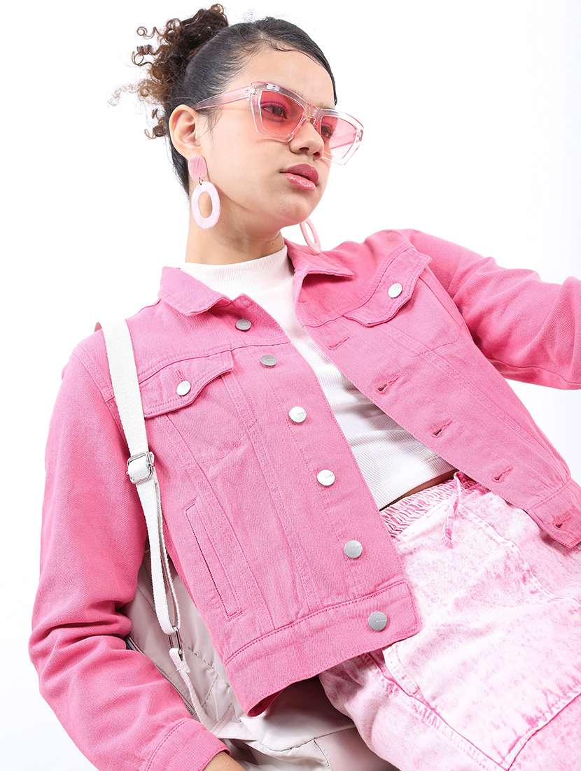 women long sleeves solid denim jacket - 21651002 -  Standard Image - 1