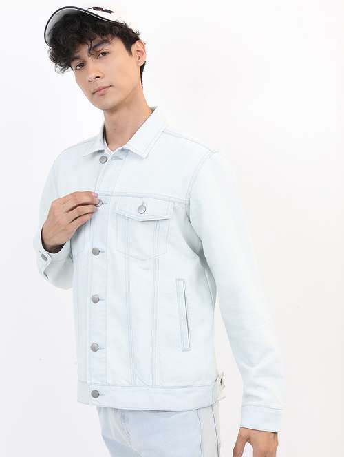men solid long sleeve denim jacket - 21651013 - Standard Image - 0