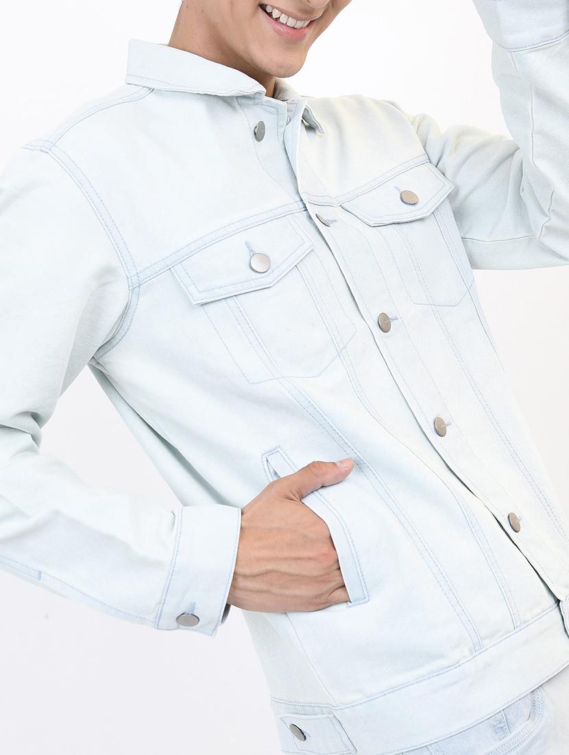 men solid long sleeve denim jacket - 21651013 - Standard Image - 4
