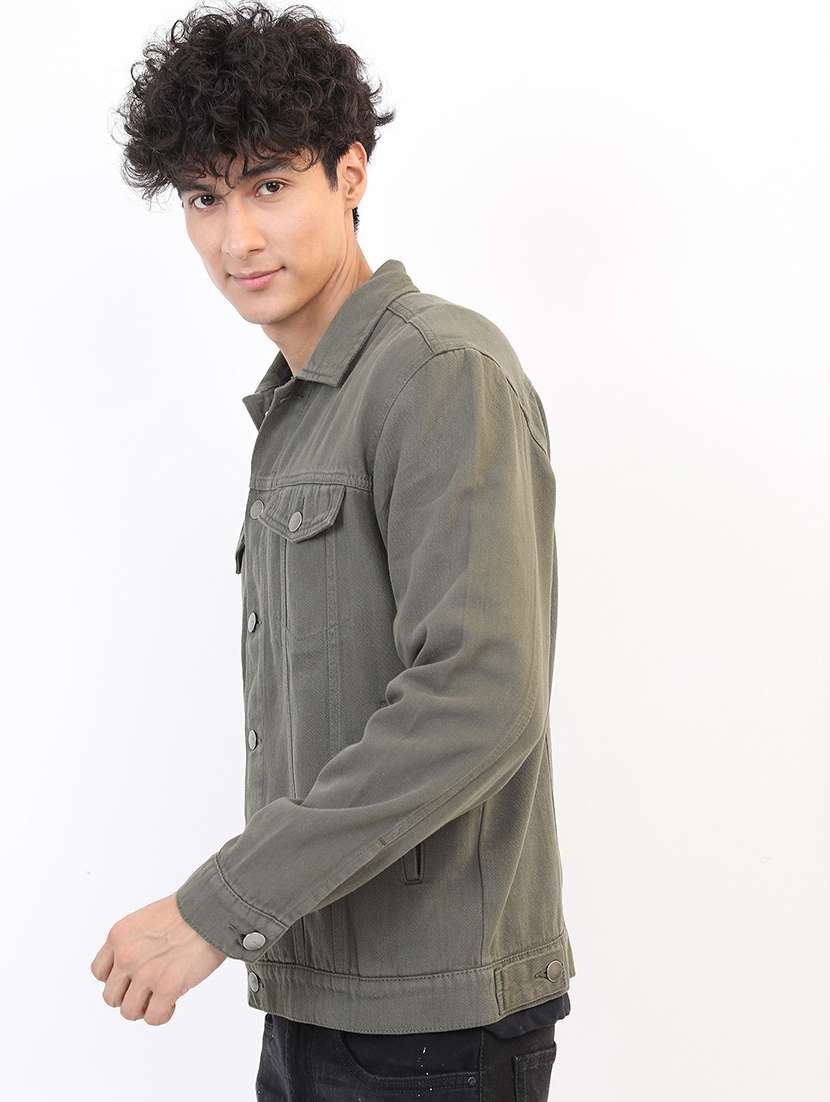 men solid long sleeve denim jacket - 21651021 - Standard Image - 1