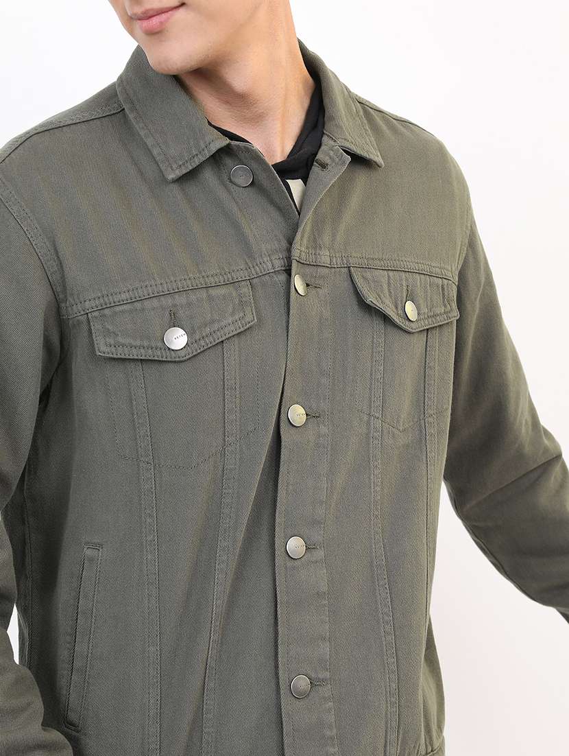 men solid long sleeve denim jacket - 21651021 - Standard Image - 4
