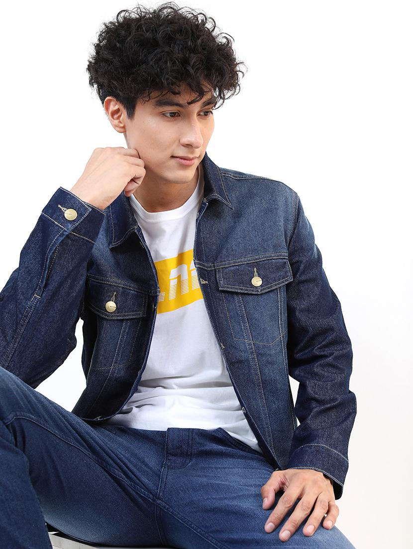 men solid long sleeve denim jacket - 21651023 - Standard Image - 1