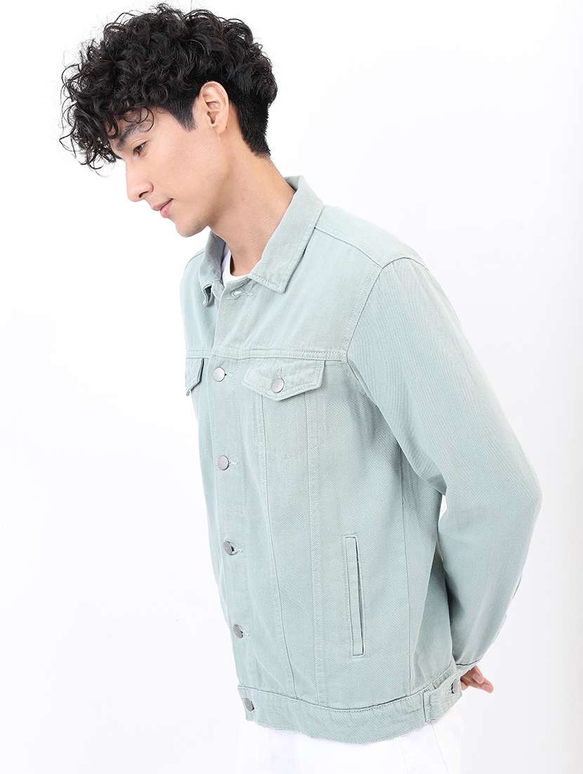 men solid long sleeve denim jacket - 21651030 -  Standard Image - 1