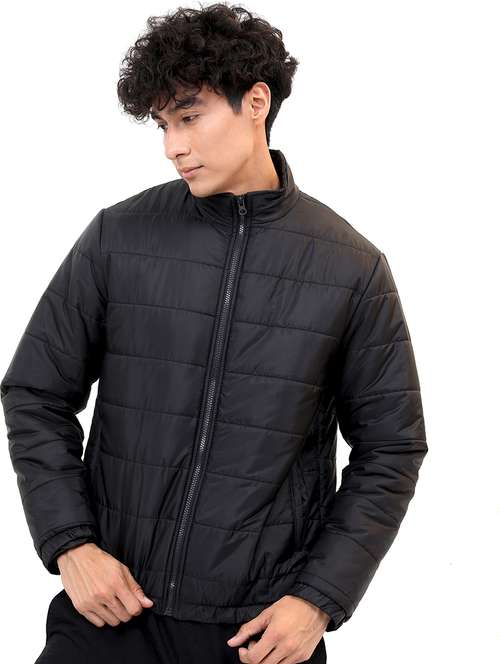 men long sleeves solid quilted jacket - 21651031 - Standard Image - 0