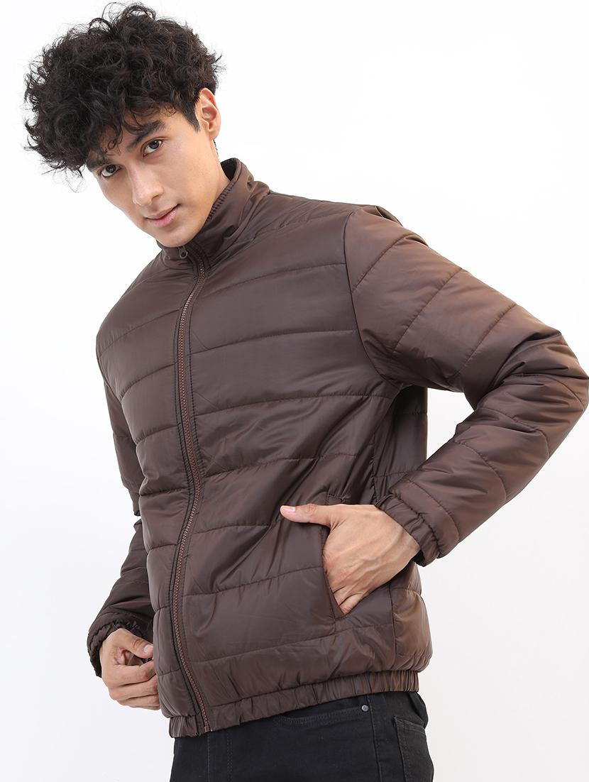 men long sleeves solid quilted jacket - 21651033 - Standard Image - 1