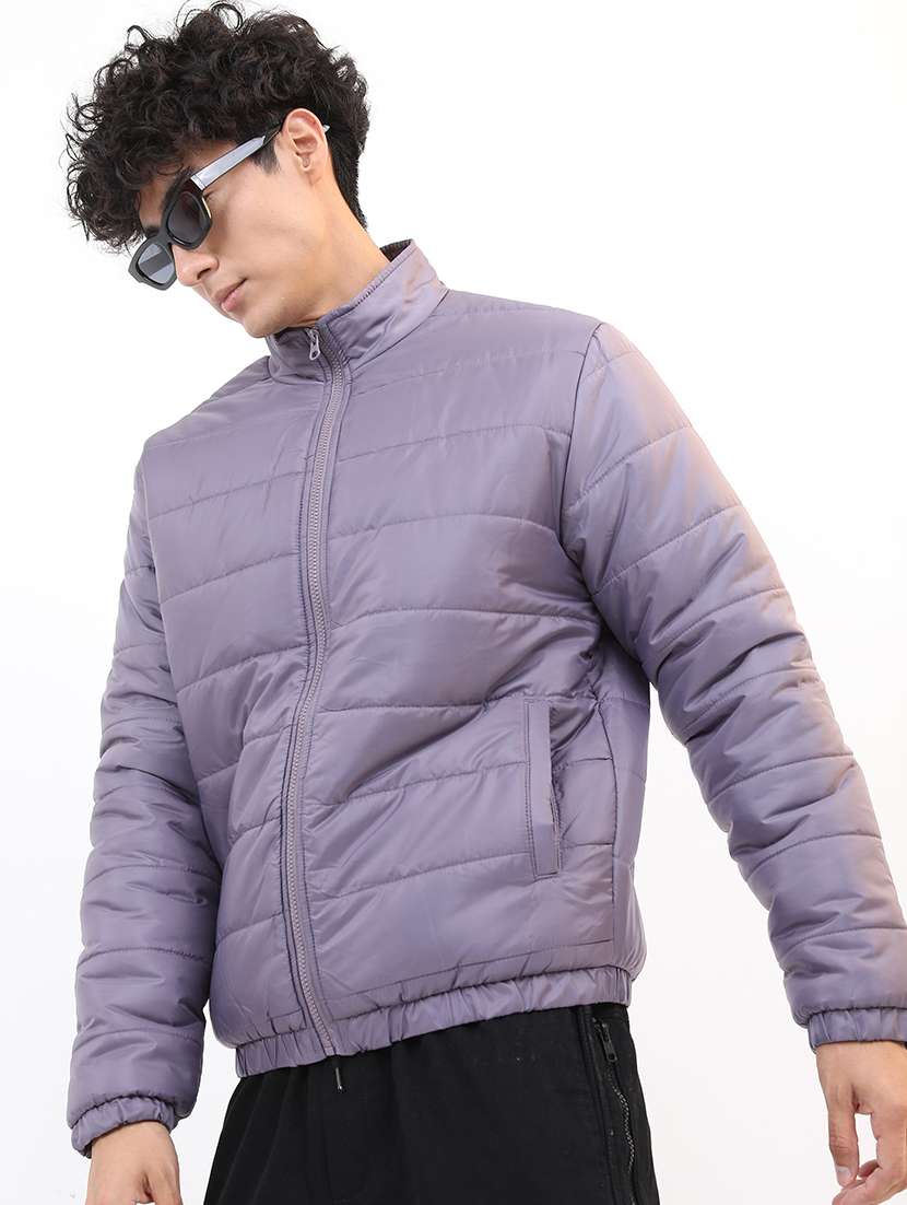 men long sleeves solid quilted jacket - 21651037 - Standard Image - 1