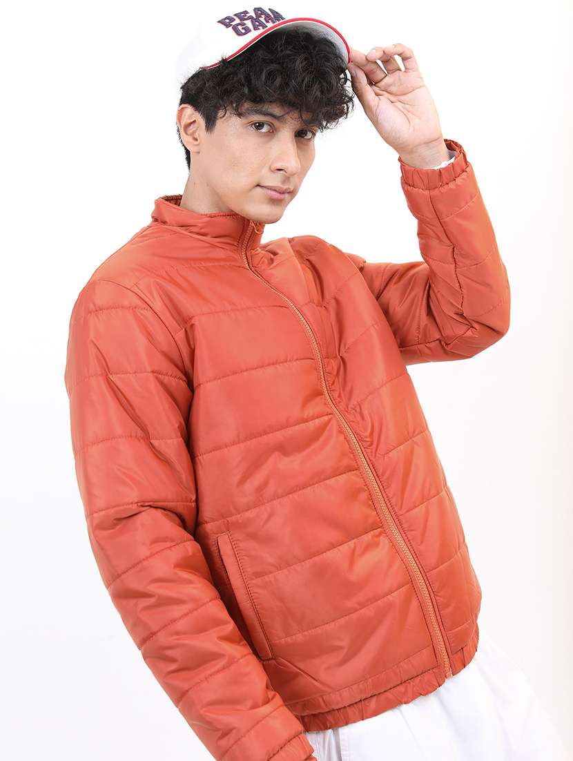 men long sleeves solid quilted jacket - 21651040 - Standard Image - 1