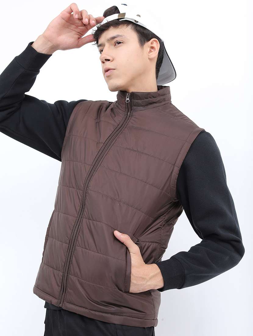 men solid sleeveless quilted jacket - 21651051 -  Standard Image - 1