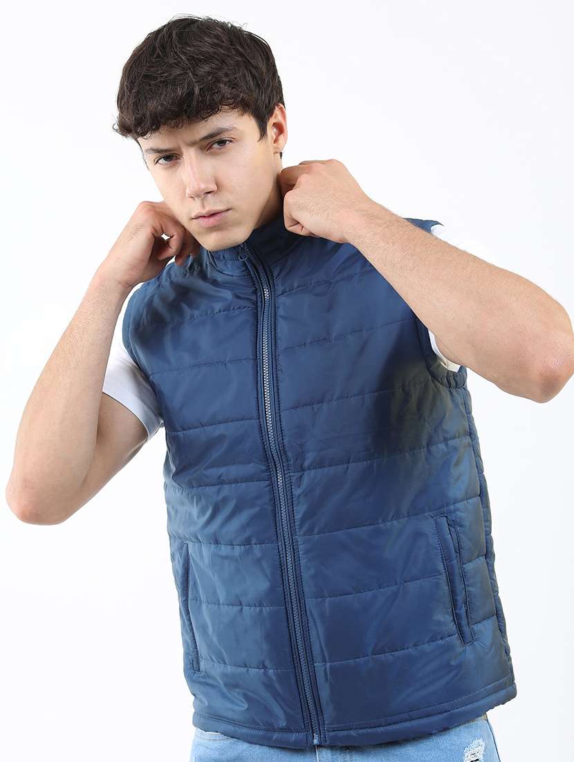 men solid sleeveless quilted jacket - 21651052 -  Standard Image - 1
