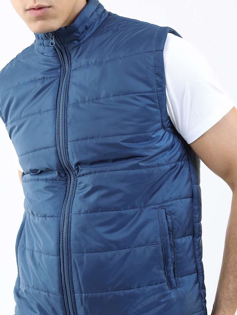 men solid sleeveless quilted jacket - 21651052 -  Standard Image - 4