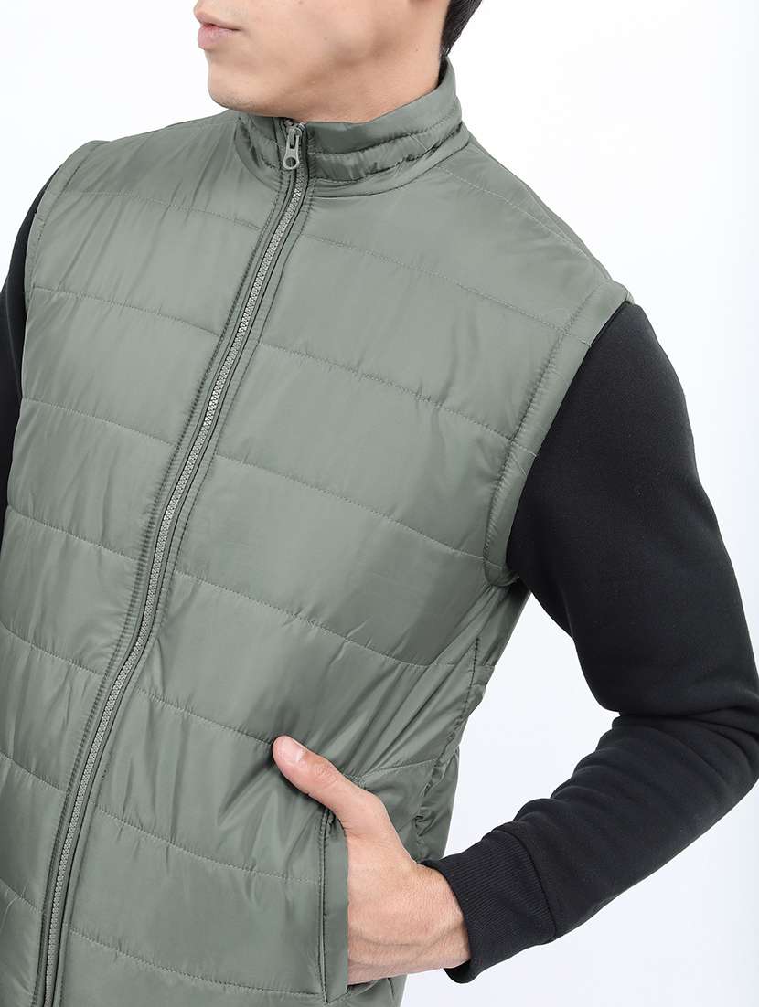 men solid sleeveless quilted jacket - 21651054 - Standard Image - 4