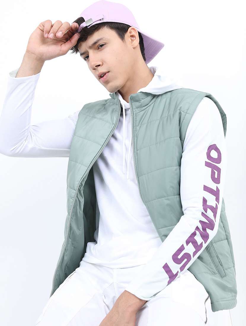 men solid sleeveless quilted jacket - 21651055 -  Standard Image - 1