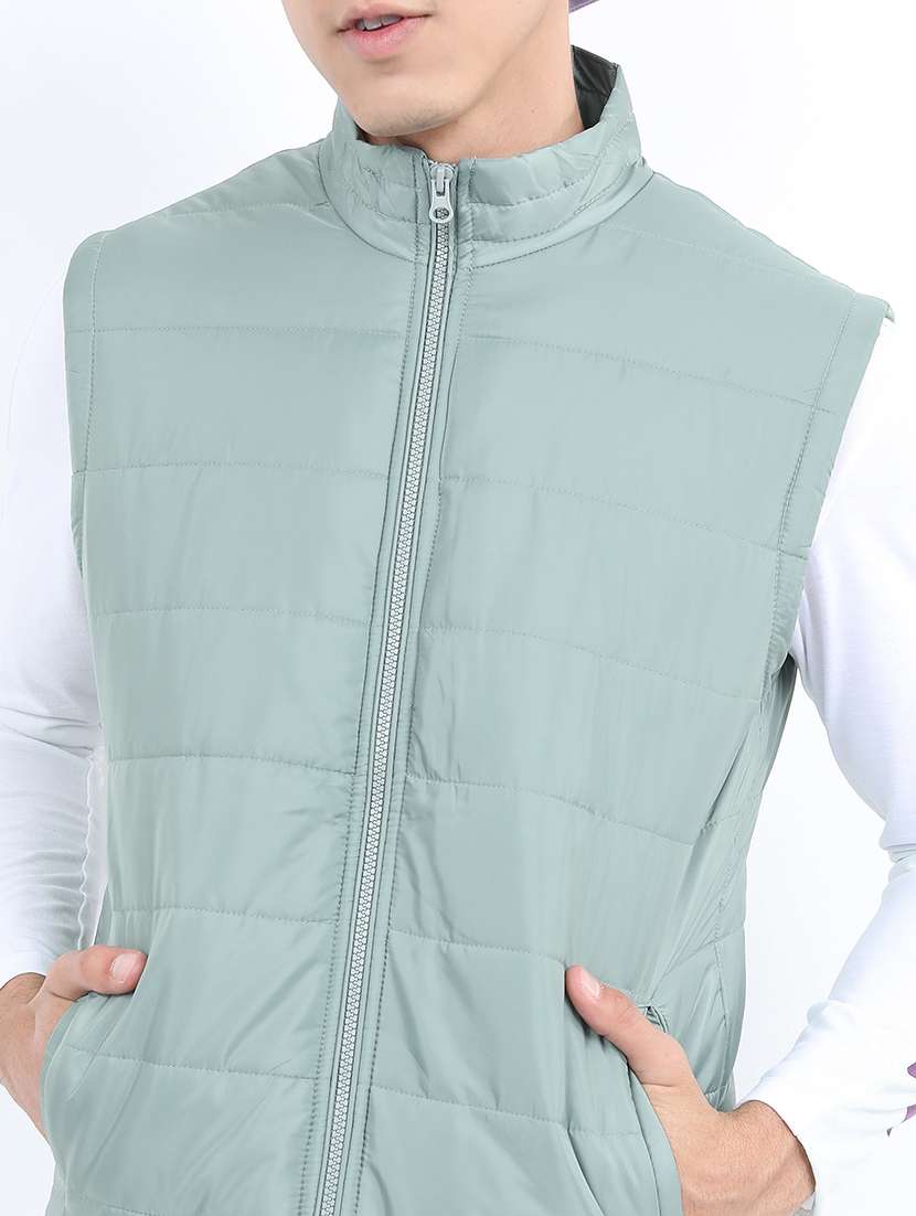 men solid sleeveless quilted jacket - 21651055 - Standard Image - 4