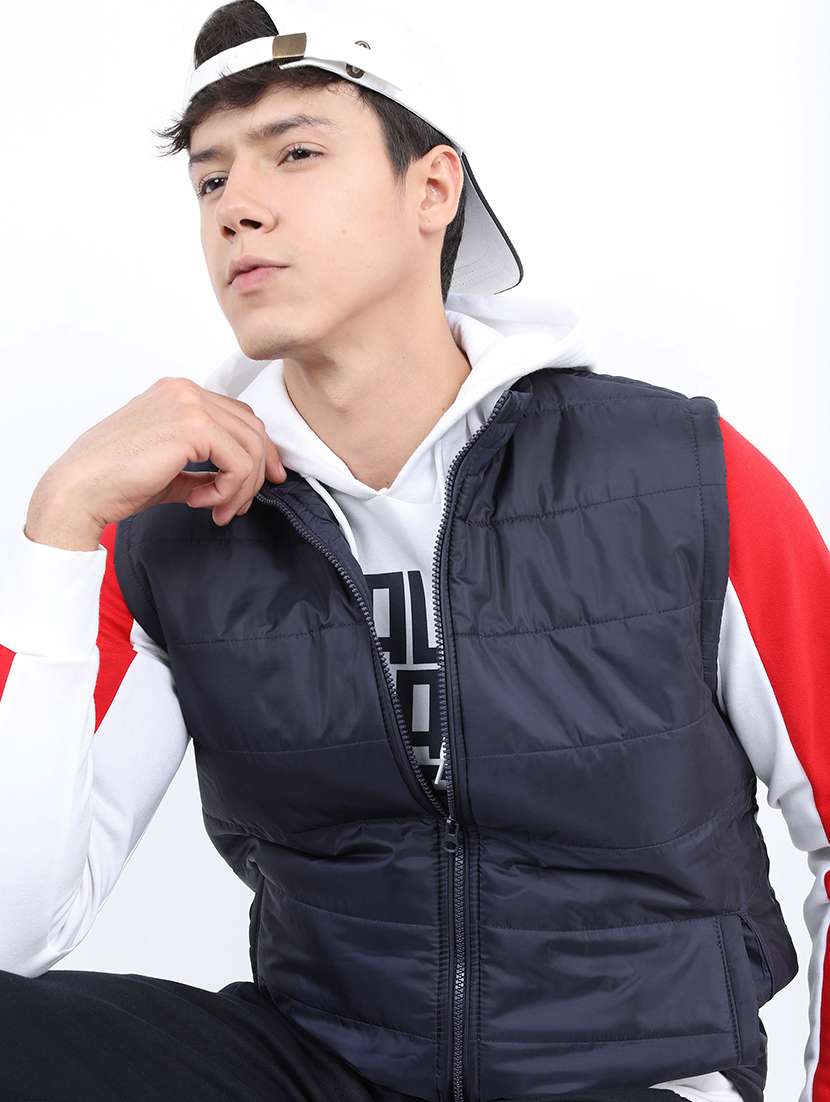men solid sleeveless quilted jacket - 21651056 -  Standard Image - 1