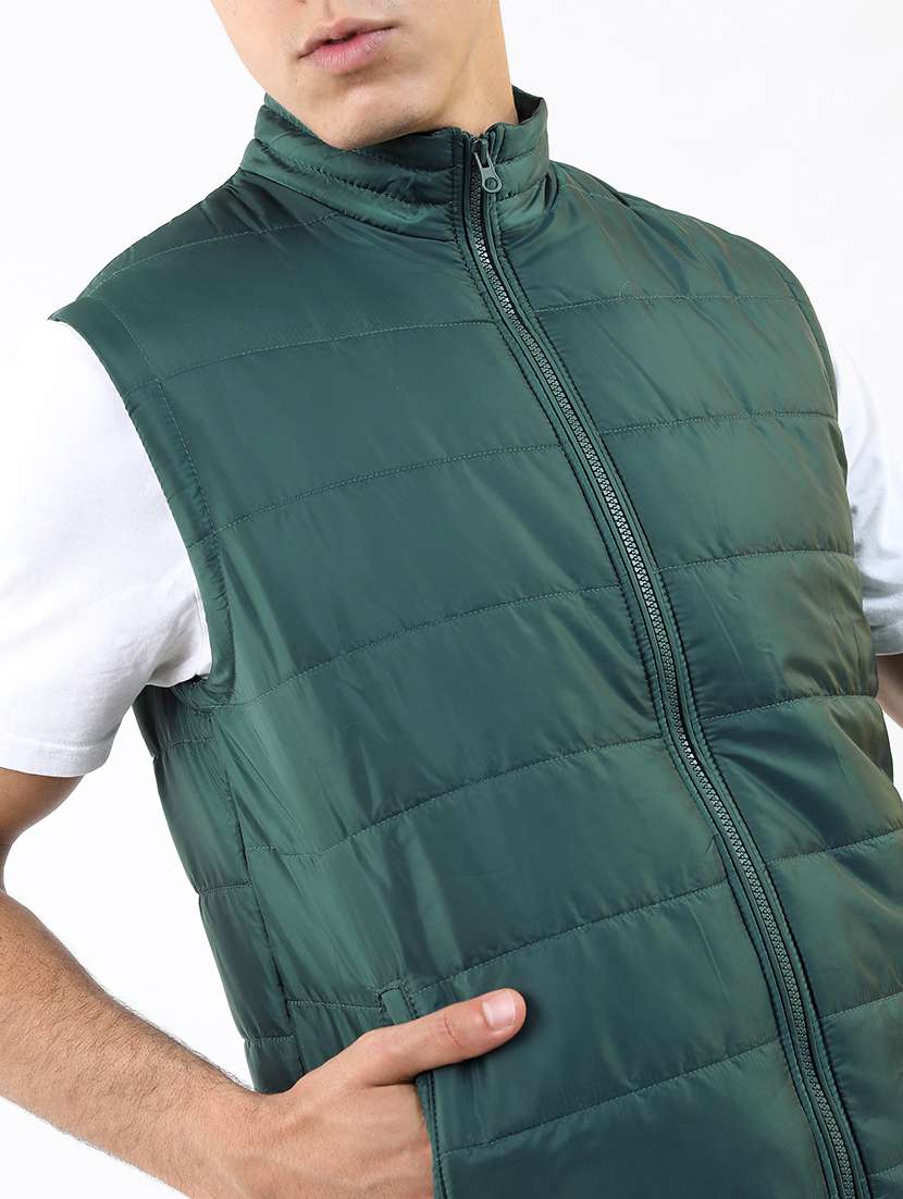 men solid sleeveless quilted jacket - 21651057 -  Standard Image - 4