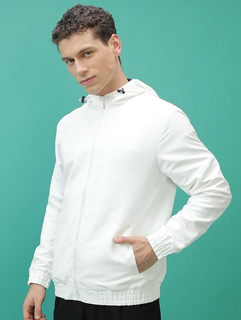 men solid long sleeve hood neck bomber jacket  - 21651062 -  Standard Image - 1