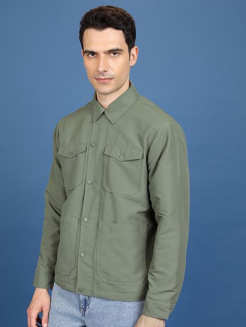 men solid long sleeve casual jacket - 21651069 -  Standard Image - 0
