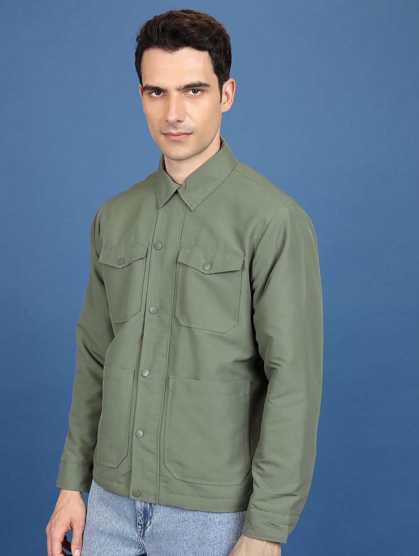 men solid long sleeve casual jacket - 21651069 -  Zoom Image - 0
