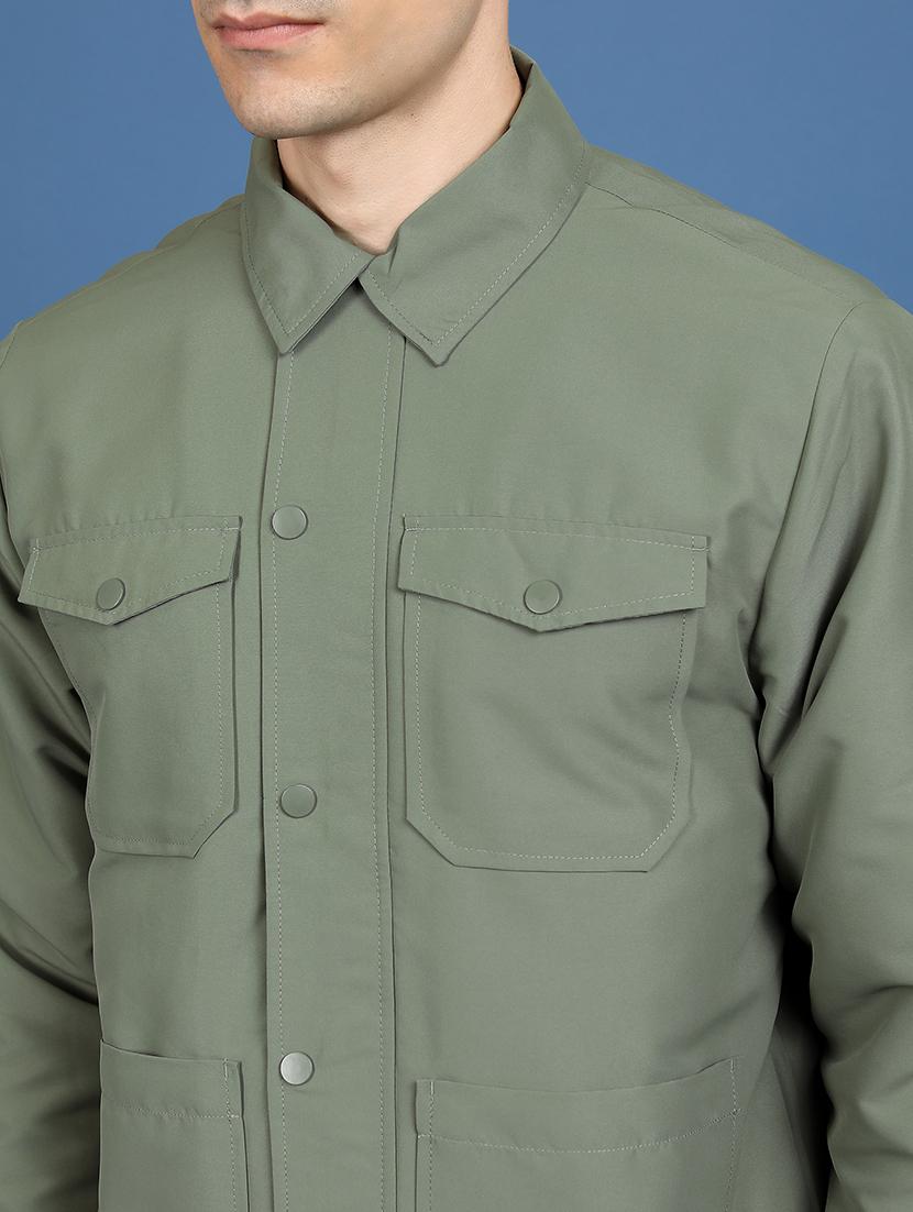 men solid long sleeve casual jacket - 21651069 - Standard Image - 4
