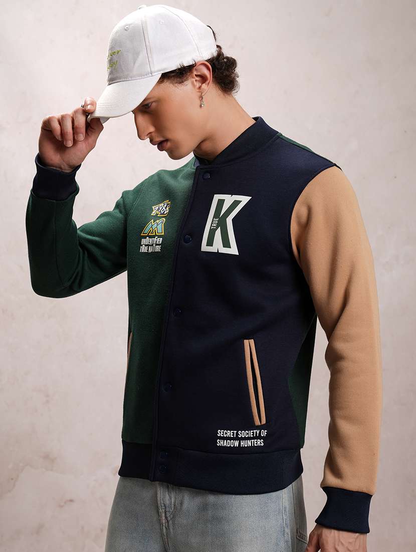 men color block long sleeve varsity jacket - 21651081 -  Standard Image - 1